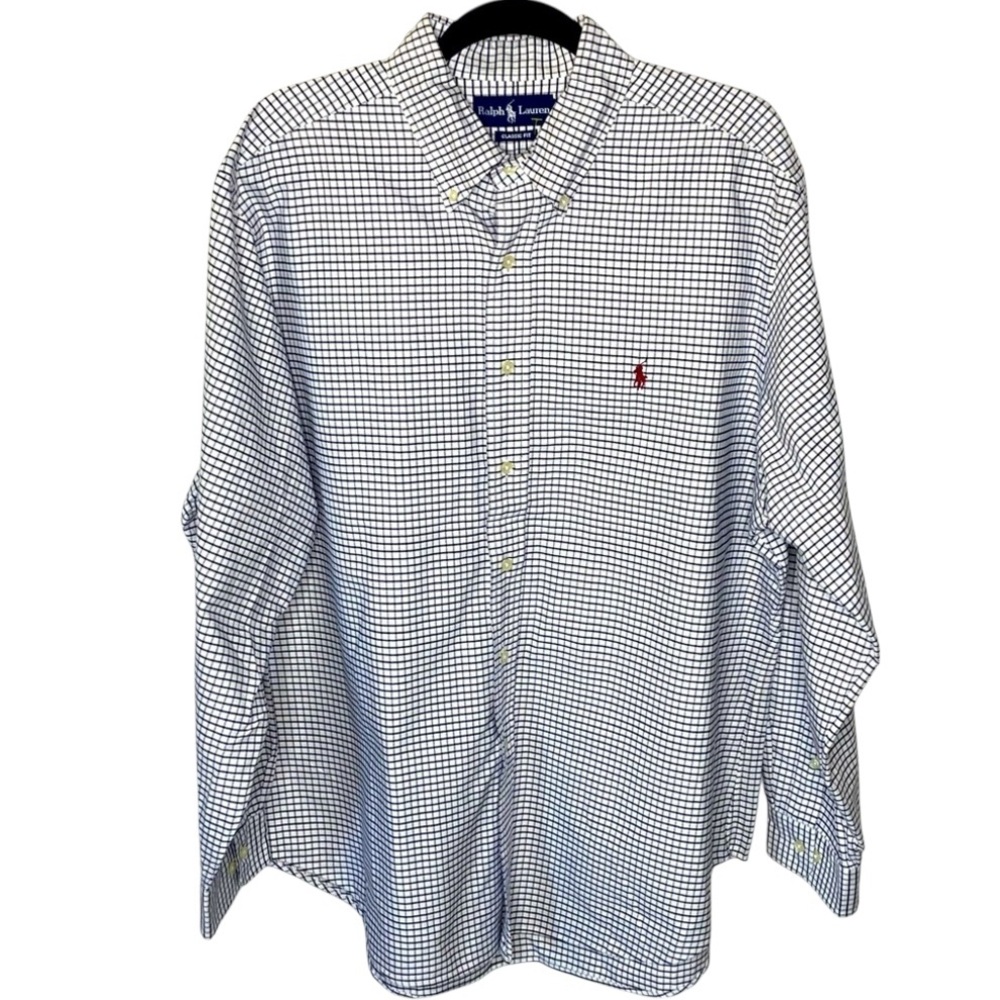 Ralph Lauren Blue Label Black & White Button Down Long Sleeve Shirt Size 17